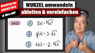 Wurzeln umformen ableiten und vereinfachen  ganz einfach erklärt [upl. by Elok]