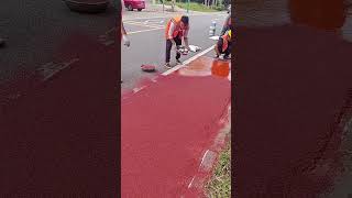 Ceramic particle bicycle lane paving process [upl. by Airamas96]