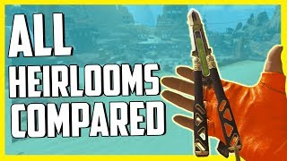 ALL HEIRLOOMS COMPARED  Secret Voice Lines Rare Animations Sound Effects Apex Legends amp Octane [upl. by Gabie]