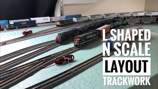 L Shaped N Scale Layout Track Work [upl. by Nosille]