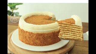 Eggless Medovik Russian Honey Cake Recipe [upl. by Enoved]