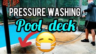 How To Surface Clean Pressure Wash Pool Deck With Bleach amp Soap The Right Way In 2020 [upl. by Sidras]