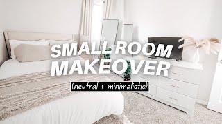 Small Room Makeover 2021  minimalist amp neutral aesthetic [upl. by Elleina]