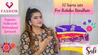 10 HEAVY kurta sets for Raksha Bandhan  FASHOR KURTA SETS  Latesh Festive Wear Kurta sets  SALE [upl. by Wamsley]