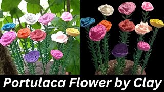 How To Make Portulaca Flower By Clay  Time flower  ক্লে দিয়ে পর্তুলিকা ফুল বানানো  ঘাসফুল [upl. by Lauro669]