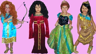 6 Halloween Costumes Disney Princess Anna Merida Pocahontas Rapunzel and Mother Gothel [upl. by Ahael]