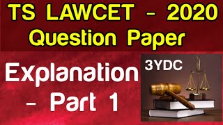 TS LAWCET 2020 3 YDC Question Paper With Key  Explanation  Part 1  By Krishnas Tutorials • [upl. by Bergmann149]