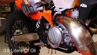 KTM TwoStroke Oil Change  Cycle News [upl. by Ime265]