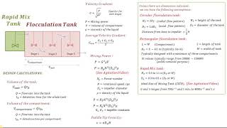 Flocculation Tank Design Calculations  RAPID MIX AND FLOCCULATION Water Treatment [upl. by Oinotla]