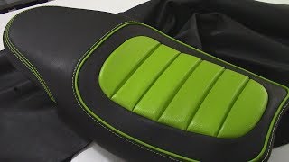 Motorcycle custom seat in leather  Automotive upholstery [upl. by Marentic]