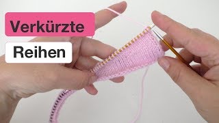 Verkürzte Reihen stricken mit Doppelmasche  German short rows [upl. by Ahtibat]