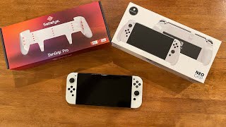 2022 Nintendo Switch OLED Grip Review  Satisfye ZenGrip Pro vs SkullampCo Neo Grip [upl. by Lalage]