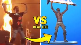 Travis Scott vs Fortnite quotRagequot emote  Real Life Comparison [upl. by Haron]