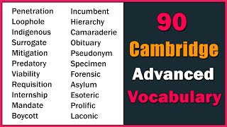 Top 90 C2 Advanced Vocabulary for IELTS TOEFL PTE  Cambridge Proficiency [upl. by Fowkes395]