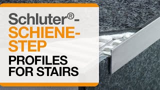 How to install tile edge trim on stairs Schluter®SCHIENESTEP profile [upl. by Sadoff]