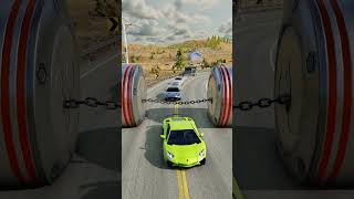 Sports Cars vs Chained Hydraulic Crush  BeamNGDrive [upl. by Holofernes581]