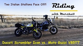 Ducati Scrambler Icon vs Moto Guzzi V85TT [upl. by Adella]