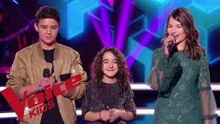 Pnk  What about us  Inès  Mathéo  Alexandra  The Voice Kids France 2018  Battles [upl. by Nytsirhc979]