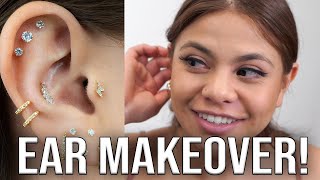 FROM 0 TO 12 PIERCINGS IN ONE DAY EAR MAKEOVER [upl. by Ekez769]