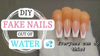 DIY Fake Nails From Water and Flour  No nail glue No pva glue No fevicol No gel No acrylic [upl. by Iey]