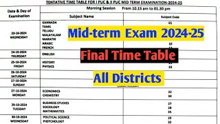 PUC Midterm Exam 202425 District wise Time Tableshivamurthysacademymidtermpdf [upl. by Yup]