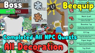 Unlocked All Beesmas Decorations Completed All NPCs Quests  Bee Swarm Simulator Roblox [upl. by Elconin]