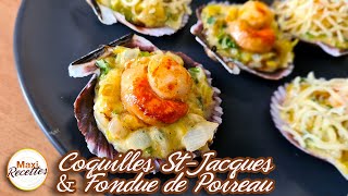 Coquilles SaintJacques et Fondue de Poireau Recette Facile et Rapide [upl. by Essilem]