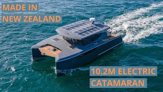 Electric Catamaran  Made in New Zealand  Herley Boats 3400 Powercat  Walk Through [upl. by Orian]