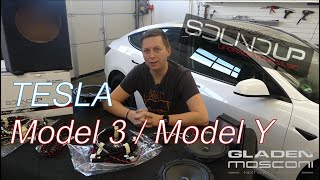 Gladen SoundUp TESLA Model 3  unboxing and installation [upl. by Nnylylloh]