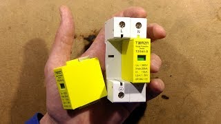 DIN rail mounting surge protector with uninspiring safety device [upl. by Nilre]