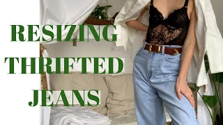 tailoring extra large man jeans to fit my waist [upl. by Naerb]