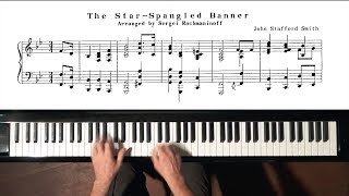 “The Star Spangled Banner” PIANO arr Rachmaninoff  Slow Tempo TUTORIAL [upl. by Attoynek641]