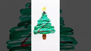 Easy Christmas Tree Acrylic Painting For Kids 🎄christmas viral trending ytshorts shortsfeed [upl. by Kilian]