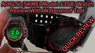 AOSLSI SKMEI Model 1358 Watch With Altimeter Barometer Thermometer Review With Waterproof Test [upl. by Githens]