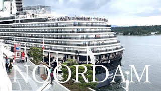 Passenger cruise ship Noordam backwards departing from Canada Place [upl. by Ahseyi604]