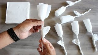 How to make a rose using a paper napkin [upl. by Sihtam]