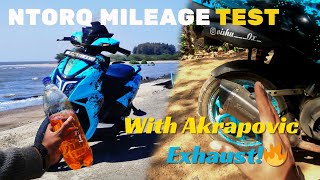 NTORQ Mileage Test With Akrapovic Exhaust🔥 Full Rev Mileage Test [upl. by Adnohser288]