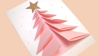 DIY CHRISTMAS TREE CARD  Greeting card [upl. by Esiuqram]