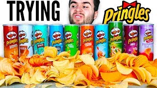 TRYING EVERY PRINGLES FLAVOR  Pizza Ranch Salt and Vinegar amp MORE Chips Taste Test Challenge [upl. by Darken]