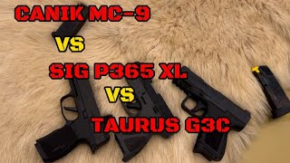 COMPARISON  CANIK MC9  SIG SAUER P365XL  TAURUS G3C gun glock pubg pubgm pubgindia pistol [upl. by Atteynek]