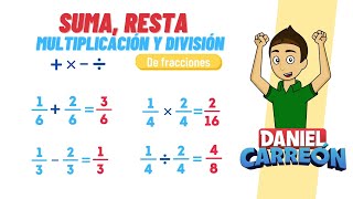 SUMA RESTA MULTIPLICACIÓN Y DIVISION DE FRACCIONES Super facil  Para principiantes [upl. by Ahsyt]