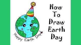 How to Draw Earth Day Step by Step Tutorial for Kids Guided Easy Earth Day Poster Drawing Idea [upl. by Fu]