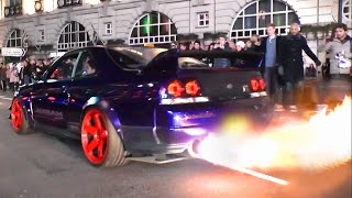 Kream Developments Nissan Skyline GTR  Burnouts Flames and LAUNCH [upl. by Aisile]