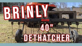 40quot Brinly Tow Behind Dethatcher Preparing Front Lawn for OverseedingLINK IN DESCRIPTION [upl. by Palestine]