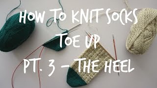 How to Knit Socks Toe Up  Part 3 German Short Row Heel [upl. by Adnole]