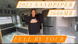 2023 FOREST RIVER Sandpiper 3660MB  Full Rv Tour  2 Bedroom w 1 loft [upl. by Nerval]