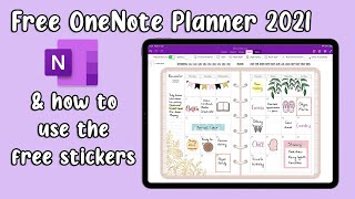 Free OneNote Digital Planner 2021 amp OneNote Stickers [upl. by Marden]