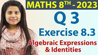 Q 3  Ex 83  Algebraic Expressions amp Identities  Maths Class 8th  Ch 8 New Syllabus CBSE 2023 [upl. by Windzer458]