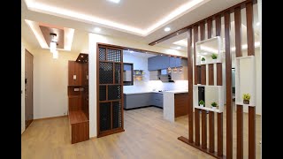 3BHK Interiors with Matt Laminate Finish Kitchen Lacquered Glass wardrobe Philips Hue Lighting [upl. by Acemaj]