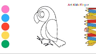 Parrot Drawing Tutorial for Kids  Easy Art Lesson  ArtKidsFinger [upl. by Sreip]